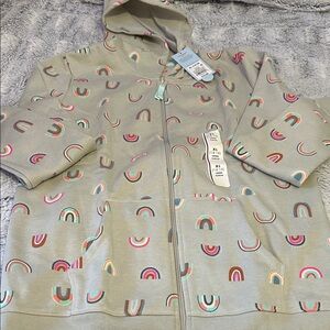 Cat & Jack Beige Hoodie with Rainbow Accents